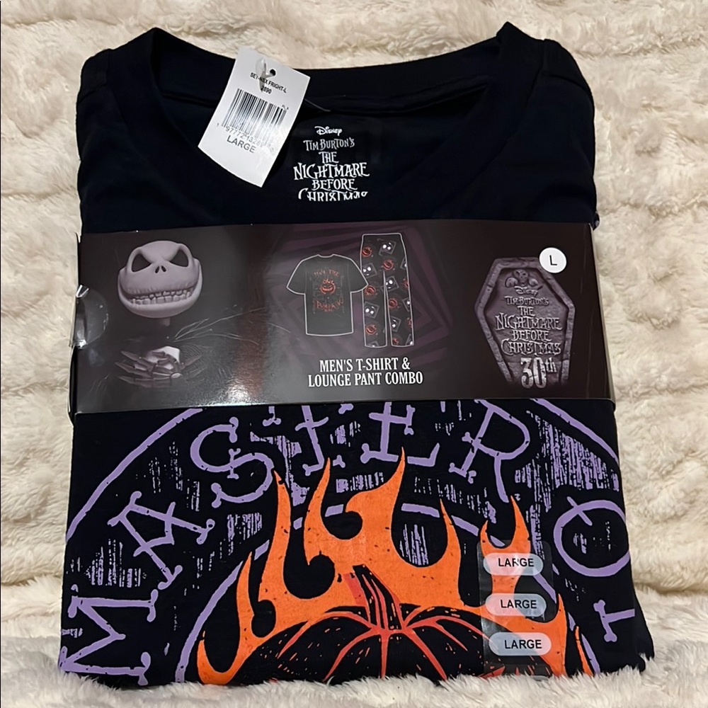 2 Piece Men’s Pajamas Nightmare Before Christmas Fright Lounge Set Large